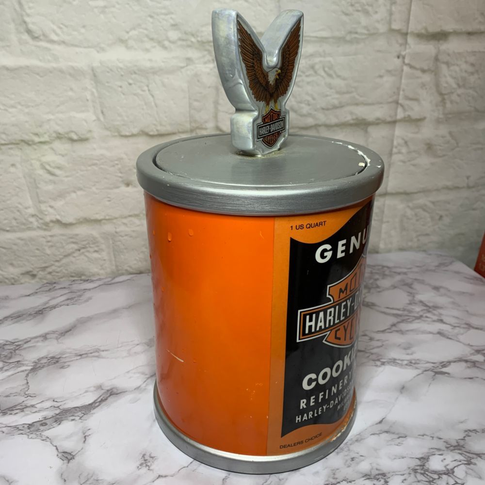 Harley Davidson Oil Can Cookie Jar Canister Gem